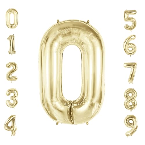 Luftballons Zahl 0 für Geburtstagsparty-Dekorationen, 101,6 cm Champagner-Goldfolien-Heliumballons, 40 Zoll 0-100 Jubiläumsbedarf für Mädchen Jungen und Tochter Sohn Luftballons Zahl 0 für Geburtstagsparty-Dekorationen, 101,6 cm Champagner-Goldfolien-Heliumballons, 40 Zoll 0-100 Jubiläumsbedarf für Mädchen Jungen und Tochter Sohn von Joycard