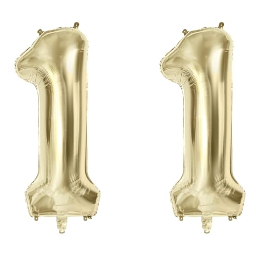Luftballons Zahl 11 für 11 Geburtstag Party Dekorationen, 101,6 cm Champagner Goldfolie Helium Ballons, 40 Zoll 0-100 Jubiläumsbedarf für Mädchen Jungen und Tochter Sohn von Joycard