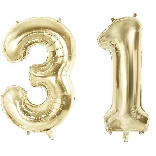 Luftballons Zahl 31 für 31. Geburtstag Party Dekorationen, 101,6 cm Champagner Gold Folie Helium Ballons, 40 Zoll 0-100 Jahrestag Supplies für Frauen Männer und Sie Ihn Luftballons Zahl 31 für 31. Geburtstag Party Dekorationen, 101,6 cm Champagner Gold Folie Helium Ballons, 40 Zoll 0-100 Jahrestag Supplies für Frauen Männer und Sie Ihn von Joycard