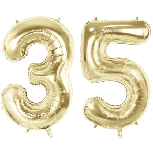 Luftballons Zahl 35 für 35 Geburtstag Party Dekorationen, 101,6 cm Champagner Gold Folie Helium Ballons, 40 Zoll 0-100 Jahrestag Supplies für Frauen Männer und Sie Ihn von Joycard