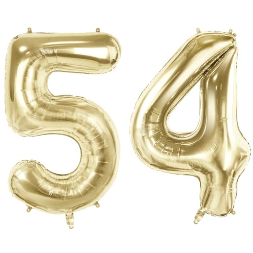 Luftballons Zahl 54 für 54 Geburtstag Party Dekorationen, 101,6 cm Champagner Goldfolie Helium Ballons, 40 Zoll 0-100 Jahrestag Supplies für Frauen Männer und Mutter Papa Luftballons Zahl 54 für 54 Geburtstag Party Dekorationen, 101,6 cm Champagner Goldfolie Helium Ballons, 40 Zoll 0-100 Jahrestag Supplies für Frauen Männer und Mutter Papa von Joycard