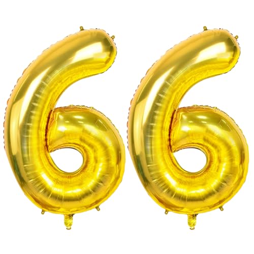 Luftballons Zahl 66 für 66 Geburtstag Party Dekorationen, 0-100 große Nr. 66 Luftballons für Frauen Männer und Mutter Papa, 40 Zoll Goldfolie Helium Ballons für 66 Jahre alte Jubiläumsdekorationen Luftballons Zahl 66 für 66 Geburtstag Party Dekorationen, 0-100 große Nr. 66 Luftballons für Frauen Männer und Mutter Papa, 40 Zoll Goldfolie Helium Ballons für 66 Jahre alte Jubiläumsdekorationen von Joycard