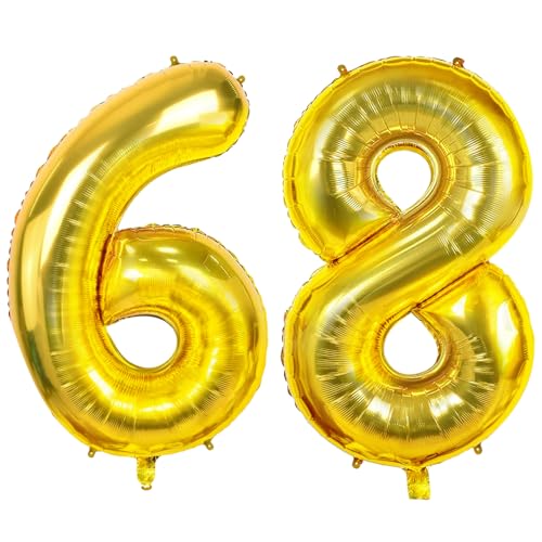 Luftballons Zahl 68 für 68 Geburtstag Party Dekorationen, 0-100 große Nr. 68 Luftballons für Frauen Männer und Mutter Papa, 40 Zoll Goldfolie Helium Ballons für 68 Jahre alte Jubiläumsdekorationen Luftballons Zahl 68 für 68 Geburtstag Party Dekorationen, 0-100 große Nr. 68 Luftballons für Frauen Männer und Mutter Papa, 40 Zoll Goldfolie Helium Ballons für 68 Jahre alte Jubiläumsdekorationen von Joycard