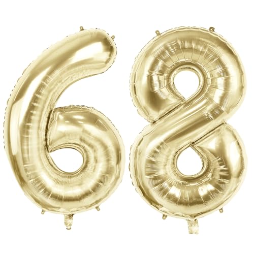 Luftballons Zahl 68 für 68 Geburtstag Party Dekorationen, 101,6 cm Champagner Goldfolie Helium Ballons, 40 Zoll 0-100 Jahrestag Supplies für Frauen Männer und Mutter Papa Luftballons Zahl 68 für 68 Geburtstag Party Dekorationen, 101,6 cm Champagner Goldfolie Helium Ballons, 40 Zoll 0-100 Jahrestag Supplies für Frauen Männer und Mutter Papa von Joycard