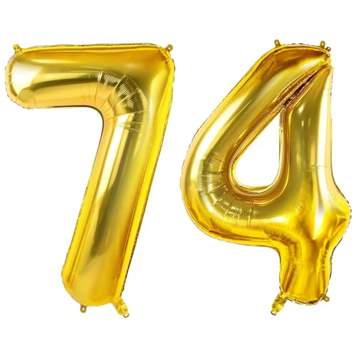 Luftballons Zahl 74 für 74 Geburtstag Party Dekorationen, 0-100 große Nr. 74 Luftballons für Frauen Männer und Opa Oma, 40 Zoll Goldfolie Helium Ballons für 74 Jahre alte Jubiläumsdekorationen Luftballons Zahl 74 für 74 Geburtstag Party Dekorationen, 0-100 große Nr. 74 Luftballons für Frauen Männer und Opa Oma, 40 Zoll Goldfolie Helium Ballons für 74 Jahre alte Jubiläumsdekorationen von Joycard