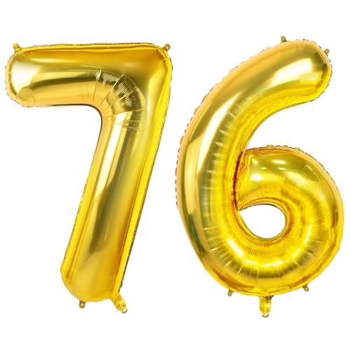 Luftballons Zahl 76 für 76 Geburtstag Party Dekorationen, 0-100 große Nr. 76 Luftballons für Frauen Männer und Opa Oma, 40 Zoll Goldfolie Helium Ballons für 76 Jahre alte Jubiläumsdekorationen Luftballons Zahl 76 für 76 Geburtstag Party Dekorationen, 0-100 große Nr. 76 Luftballons für Frauen Männer und Opa Oma, 40 Zoll Goldfolie Helium Ballons für 76 Jahre alte Jubiläumsdekorationen von Joycard