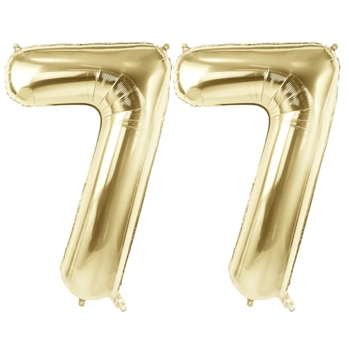 Luftballons Zahl 77 für 77 Geburtstag Party Dekorationen, 101,6 cm Champagner Goldfolie Helium Ballons, 40 Zoll 0-100 Jahrestag Supplies für Frauen Männer und Opa Oma von Joycard