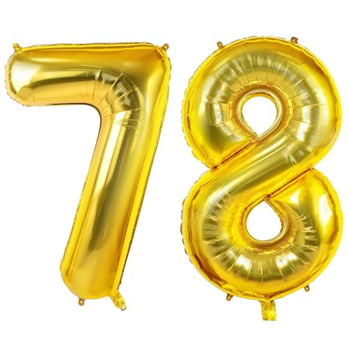 Luftballons Zahl 78 für 78 Geburtstag Party Dekorationen, 0-100 große Nr. 78 Luftballons für Frauen Männer und Opa Oma, 40 Zoll Goldfolie Helium Ballons für 78 Jahre alte Jubiläumsdekorationen Luftballons Zahl 78 für 78 Geburtstag Party Dekorationen, 0-100 große Nr. 78 Luftballons für Frauen Männer und Opa Oma, 40 Zoll Goldfolie Helium Ballons für 78 Jahre alte Jubiläumsdekorationen von Joycard