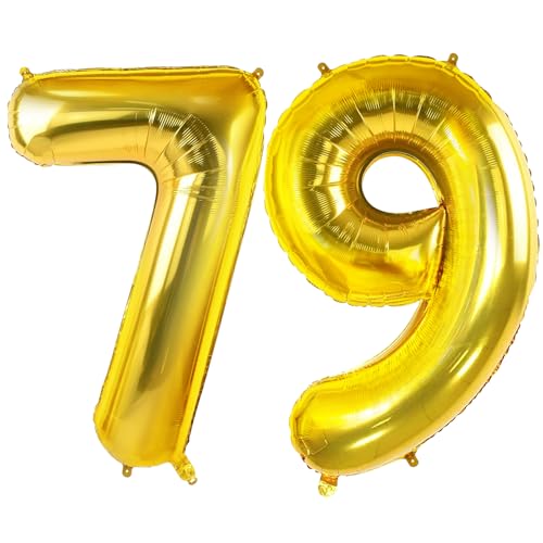 Luftballons Zahl 79 für 79 Geburtstag Party Dekorationen, 0-100 große Nr. 79 Luftballons für Frauen Männer und Opa Oma, 40 Zoll Goldfolie Helium Ballons für 79 Jahre alte Jubiläumsdekorationen Luftballons Zahl 79 für 79 Geburtstag Party Dekorationen, 0-100 große Nr. 79 Luftballons für Frauen Männer und Opa Oma, 40 Zoll Goldfolie Helium Ballons für 79 Jahre alte Jubiläumsdekorationen von Joycard