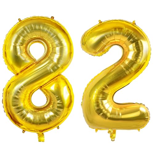 Luftballons Zahl 82 für 82 Geburtstag Party Dekorationen, 0-100 große Nr. 82 Luftballons für Frauen Männer und Opa Oma, 40 Zoll Goldfolie Helium Ballons für 82 Jahre alte Jubiläumsdekorationen Luftballons Zahl 82 für 82 Geburtstag Party Dekorationen, 0-100 große Nr. 82 Luftballons für Frauen Männer und Opa Oma, 40 Zoll Goldfolie Helium Ballons für 82 Jahre alte Jubiläumsdekorationen von Joycard