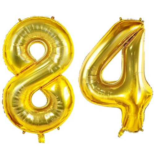 Luftballons Zahl 84 für 84 Geburtstag Party Dekorationen, 0-100 große Nr. 84 Luftballons für Frauen Männer und Opa Oma, 40 Zoll Goldfolie Helium Ballons für 84 Jahre alte Jubiläumsdekorationen Luftballons Zahl 84 für 84 Geburtstag Party Dekorationen, 0-100 große Nr. 84 Luftballons für Frauen Männer und Opa Oma, 40 Zoll Goldfolie Helium Ballons für 84 Jahre alte Jubiläumsdekorationen von Joycard
