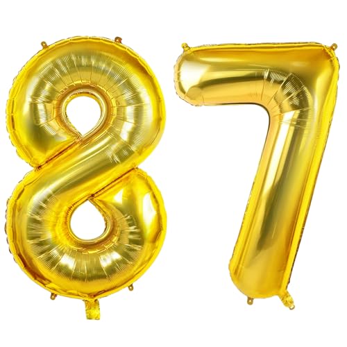 Luftballons Zahl 87 für 87 Geburtstag Party Dekorationen, 0-100 große Nr. 87 Luftballons für Frauen Männer und Opa Oma, 40 Zoll Goldfolie Helium Ballons für 87 Jahre alte Jubiläumsdekorationen Luftballons Zahl 87 für 87 Geburtstag Party Dekorationen, 0-100 große Nr. 87 Luftballons für Frauen Männer und Opa Oma, 40 Zoll Goldfolie Helium Ballons für 87 Jahre alte Jubiläumsdekorationen von Joycard