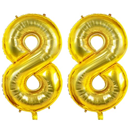 Luftballons Zahl 88 für 88 Geburtstag Party Dekorationen, 0-100 große Nr. 88 Luftballons für Frauen Männer und Opa Oma, 40 Zoll Goldfolie Helium Ballons für 88 Jahre alte Jubiläumsdekorationen Luftballons Zahl 88 für 88 Geburtstag Party Dekorationen, 0-100 große Nr. 88 Luftballons für Frauen Männer und Opa Oma, 40 Zoll Goldfolie Helium Ballons für 88 Jahre alte Jubiläumsdekorationen von Joycard