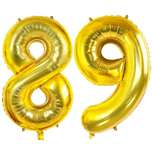 Luftballons Zahl 89 für 89 Geburtstag Party Dekorationen, 0-100 große Nr. 89 Luftballons für Frauen Männer und Opa Oma, 40 Zoll Goldfolie Helium Ballons für 89 Jahre alte Jubiläumsdekorationen Luftballons Zahl 89 für 89 Geburtstag Party Dekorationen, 0-100 große Nr. 89 Luftballons für Frauen Männer und Opa Oma, 40 Zoll Goldfolie Helium Ballons für 89 Jahre alte Jubiläumsdekorationen von Joycard