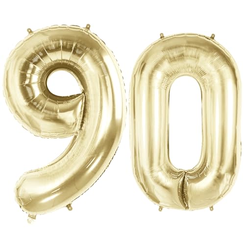 Luftballons Zahl 90 für 90 Geburtstag Party Dekorationen, 101,6 cm Champagner Goldfolie Helium Ballons, 40 Zoll 0-100 Jahrestag Supplies für Frauen Männer und Opa Oma Luftballons Zahl 90 für 90 Geburtstag Party Dekorationen, 101,6 cm Champagner Goldfolie Helium Ballons, 40 Zoll 0-100 Jahrestag Supplies für Frauen Männer und Opa Oma von Joycard