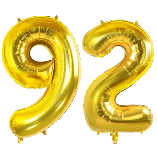 Luftballons Zahl 92 für 92 Geburtstag Party Dekorationen, 0-100 große Nr. 92 Luftballons für Frauen Männer und Opa Oma, 40 Zoll Goldfolie Helium Ballons für 92 Jahre alte Jubiläumsdekorationen Luftballons Zahl 92 für 92 Geburtstag Party Dekorationen, 0-100 große Nr. 92 Luftballons für Frauen Männer und Opa Oma, 40 Zoll Goldfolie Helium Ballons für 92 Jahre alte Jubiläumsdekorationen von Joycard