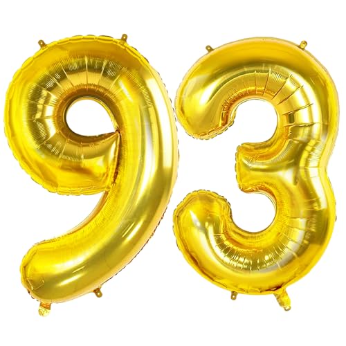 Luftballons Zahl 93 für 93 Geburtstag Party Dekorationen, 0-100 große Nr. 93 Luftballons für Frauen Männer und Opa Oma, 40 Zoll Goldfolie Helium Ballons für 93 Jahre alte Jubiläumsdekorationen Luftballons Zahl 93 für 93 Geburtstag Party Dekorationen, 0-100 große Nr. 93 Luftballons für Frauen Männer und Opa Oma, 40 Zoll Goldfolie Helium Ballons für 93 Jahre alte Jubiläumsdekorationen von Joycard