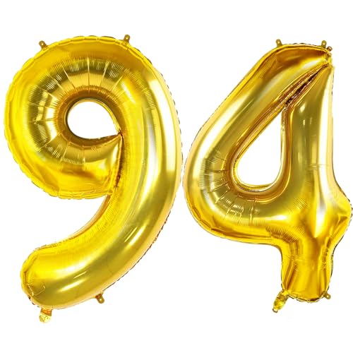 Luftballons Zahl 94 für 94 Geburtstag Party Dekorationen, 0-100 große Nr. 94 Luftballons für Frauen Männer und Opa Oma, 40 Zoll Goldfolie Helium Ballons für 94 Jahre alte Jubiläumsdekorationen Luftballons Zahl 94 für 94 Geburtstag Party Dekorationen, 0-100 große Nr. 94 Luftballons für Frauen Männer und Opa Oma, 40 Zoll Goldfolie Helium Ballons für 94 Jahre alte Jubiläumsdekorationen von Joycard