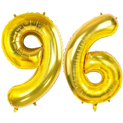 Luftballons Zahl 96 für 96 Geburtstag Party Dekorationen, 0-100 große Nr. 96 Luftballons für Frauen Männer und Opa Oma, 40 Zoll Goldfolie Helium Ballons für 96 Jahre alte Jubiläumsdekorationen Luftballons Zahl 96 für 96 Geburtstag Party Dekorationen, 0-100 große Nr. 96 Luftballons für Frauen Männer und Opa Oma, 40 Zoll Goldfolie Helium Ballons für 96 Jahre alte Jubiläumsdekorationen von Joycard