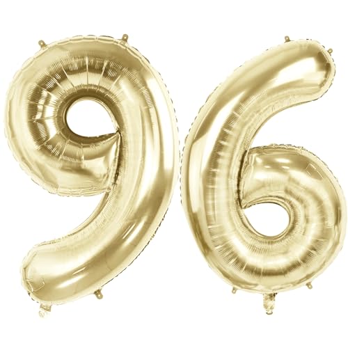 Luftballons Zahl 96 für 96 Geburtstag Party Dekorationen, 101,6 cm Champagner Goldfolie Helium Ballons, 40 Zoll 0-100 Jahrestag Supplies für Frauen Männer und Opa Oma Luftballons Zahl 96 für 96 Geburtstag Party Dekorationen, 101,6 cm Champagner Goldfolie Helium Ballons, 40 Zoll 0-100 Jahrestag Supplies für Frauen Männer und Opa Oma von Joycard