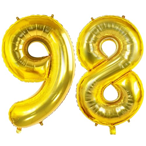 Luftballons Zahl 98 für 98 Geburtstag Party Dekorationen, 0-100 Große Nr. 98 Luftballons für Frauen Männer und Opa Oma, 40 Zoll Goldfolie Helium Ballons für 98 Jahre Alt Jubiläumsdekorationen Luftballons Zahl 98 für 98 Geburtstag Party Dekorationen, 0-100 Große Nr. 98 Luftballons für Frauen Männer und Opa Oma, 40 Zoll Goldfolie Helium Ballons für 98 Jahre Alt Jubiläumsdekorationen von Joycard