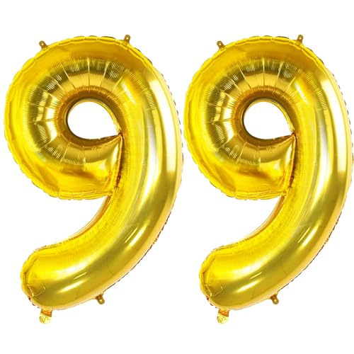 Luftballons Zahl 99 für 99 Geburtstag Party Dekorationen, 0-100 Große Nr. 99 Luftballons für Frauen Männer und Opa Oma, 40 Zoll Goldfolie Helium Ballons für 99 Jahre Alt Jubiläumsdekorationen Luftballons Zahl 99 für 99 Geburtstag Party Dekorationen, 0-100 Große Nr. 99 Luftballons für Frauen Männer und Opa Oma, 40 Zoll Goldfolie Helium Ballons für 99 Jahre Alt Jubiläumsdekorationen von Joycard