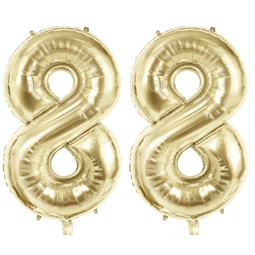 Luftballons für 88 Geburtstag Party Dekorationen, 101,6 cm Champagner Goldfolie Helium Ballons, 40 Zoll 0-100 Jahrestag Supplies für Frauen Männer und Opa Oma von Joycard