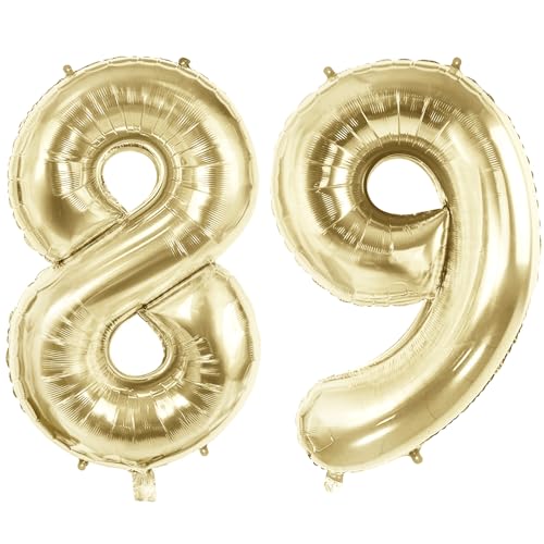 Luftballons für 89 Geburtstag Party Dekorationen, 101,6 cm Champagner Goldfolie Helium Ballons, 40 Zoll 0-100 Jahrestag Supplies für Frauen Männer und Opa Oma von Joycard