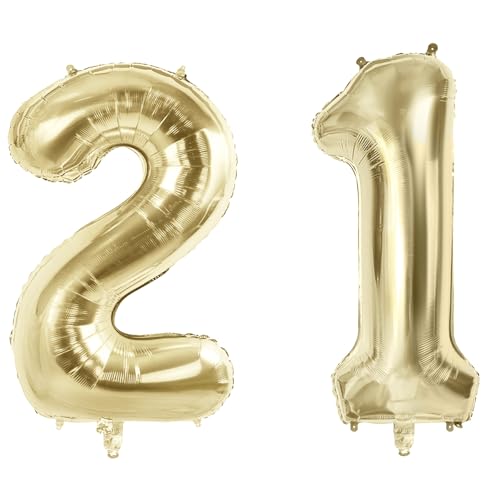 Luftballons mit Zahl 21 für 21. Geburtstag Party Dekorationen, 101,6 cm Champagner Gold Folie Helium Ballons, 40 Zoll 0-100 Jahrestag Supplies für Sie Ihn und Tochter Sohn von Joycard