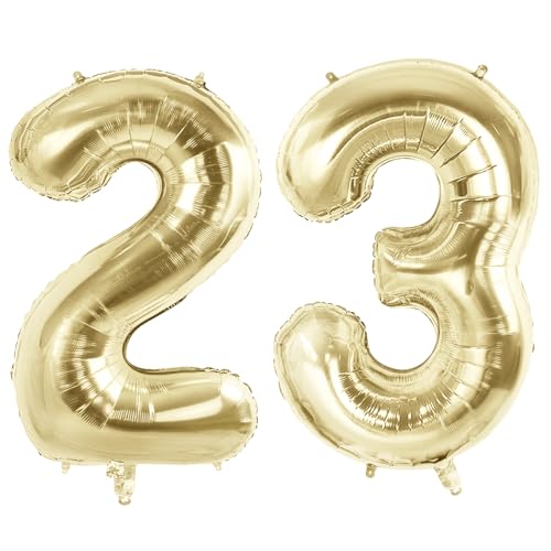 Luftballons mit Zahl 23 für 23. Geburtstag Party Dekorationen, 101,6 cm Champagner Goldfolie Helium Ballons, 40 Zoll 0-100 Jahrestag Supplies für Sie Ihn und Tochter Sohn Luftballons mit Zahl 23 für 23. Geburtstag Party Dekorationen, 101,6 cm Champagner Goldfolie Helium Ballons, 40 Zoll 0-100 Jahrestag Supplies für Sie Ihn und Tochter Sohn von Joycard