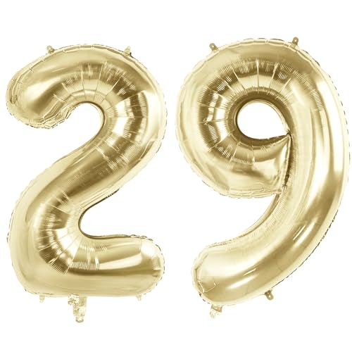 Luftballons mit Zahl 29 für 29 Geburtstag Party Dekorationen, 101,6 cm Champagner Goldfolie Helium Ballons, 40 Zoll 0-100 Jubiläumsbedarf für Frauen Männer und Sie Ihn von Joycard