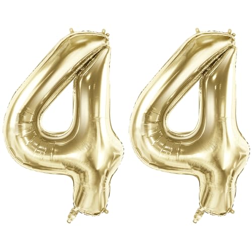 Luftballons mit Zahl 44 für 44 Geburtstag Party Dekorationen, 101,6 cm Champagner Goldfolie Helium Ballons, 40 Zoll 0-100 Jubiläumsbedarf für Frauen Männer und Sie Ihn von Joycard