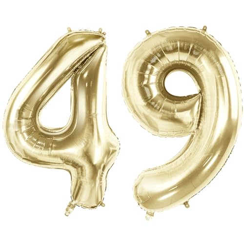 Luftballons mit Zahl 49 für 49 Geburtstag Party Dekorationen, 101,6 cm Champagner Goldfolie Helium Ballons, 40 Zoll 0-100 Jubiläumsbedarf für Frauen Männer und Mutter Papa von Joycard