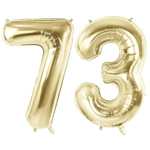 Luftballons mit der Zahl 73 für 73 Geburtstag Party Dekorationen, 101,6 cm Champagner Goldfolie Helium Ballons, 40 Zoll 0-100 Jubiläumsbedarf für Frauen Männer und Opa Oma Luftballons mit der Zahl 73 für 73 Geburtstag Party Dekorationen, 101,6 cm Champagner Goldfolie Helium Ballons, 40 Zoll 0-100 Jubiläumsbedarf für Frauen Männer und Opa Oma von Joycard