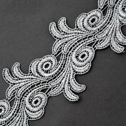 Joyce Trimming Lace Trim LP-MX-4659 Spitzenbesatz für Brautschmuck, 10 cm, Metallic Silver / 2-Yards von Joyce Trimming Lace Trim