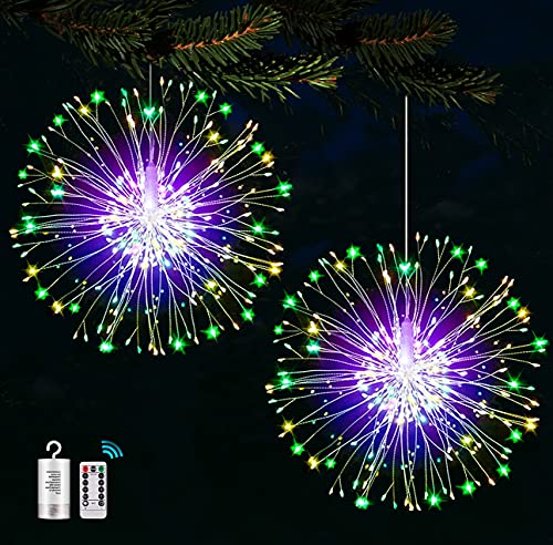 Joycome 2 Stück Feuerwerk Lichterkette 198 LED Weihnachtslicht Batteriebetrieben, 8 Modi Feuerwerk Lichter mit Fernbedienung, Wasserdicht Weihnachtsdeko Licht für Außen Innen Party (Mehrfarbig) von Joycome
