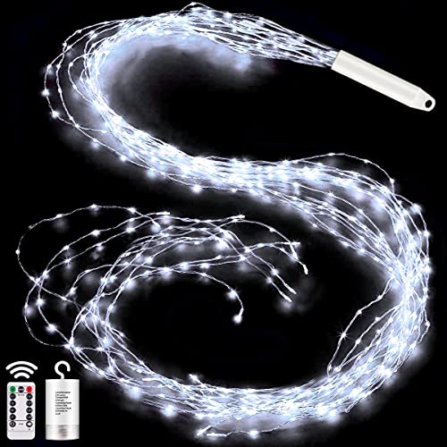 Joycome Led Lichterschweif 2M 200 LED Lichterbündel, 8 Modi Wasserdichte Wasserfall Lichterkette Batteriebetrieben mit Fernbedienung, Timer für Weihnachten Balkon Innen Außen Deko - Kaltes Weiß von Joycome