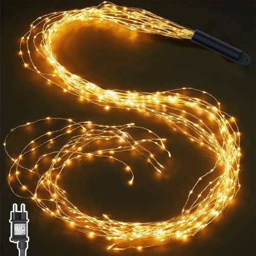 Joycome Lichterschweif 1M 100 LED Weihnachtsbeleuchtung mit Strom, Timer, Lichterstrang 8 Modi Wasserfall Lichterkette Wasserdicht Lichterbündel für Weihnachten Balkon Außen Innen Deko - Warmweiß von Joycome