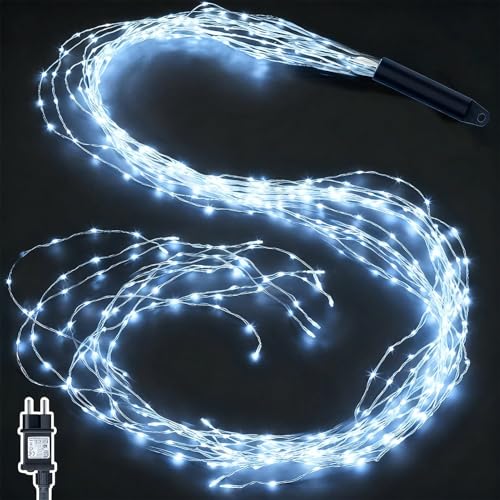 Joycome Lichterschweif 2M 200 LED Weihnachtsbeleuchtung mit Strom, Timer, Lichterstrang 8 Modi Wasserfall Lichterkette Wasserdicht Lichterbündel für Weihnachten Balkon Außen Innen Deko - Weiß von Joycome