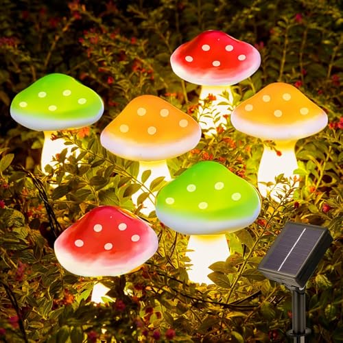 Joycome Solar Lichterkette Aussen 6 LED Solar Pilze Gartendeko, 8 Modi Solar Garten Pilzlampe Wasserdicht Solarleuchten Figuren für Garten Rasen Balkon Terrassen Ostern Deko (Bunt) von Joycome