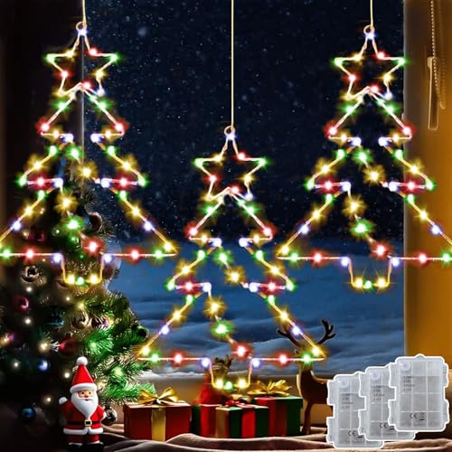 Joycome Weihnachtsdeko Fenster 3 Stück 45 LED Hängend Fensterbeleuchtung Weihnachten mit Timer, Weihnachtsbeleuchtung Außen Batterie Wasserdicht Led Stern Fenster für Aussen Innen Deko - Mehrfarbig Joycome Weihnachtsdeko Fenster 3 Stück 45 LED Hängend Fensterbeleuchtung Weihnachten mit Timer, Weihnachtsbeleuchtung Außen Batterie Wasserdicht Led Stern Fenster für Aussen Innen Deko - Mehrfarbig von Joycome