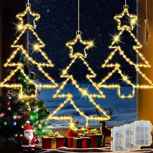 Joycome Weihnachtsdeko Fenster 3 Stück 45 LED Hängend Fensterbeleuchtung Weihnachten mit Timer, Weihnachtsbeleuchtung Außen Batterie Wasserdicht Led Stern Fenster für Aussen Innen Deko - Warmweiß Joycome Weihnachtsdeko Fenster 3 Stück 45 LED Hängend Fensterbeleuchtung Weihnachten mit Timer, Weihnachtsbeleuchtung Außen Batterie Wasserdicht Led Stern Fenster für Aussen Innen Deko - Warmweiß von Joycome