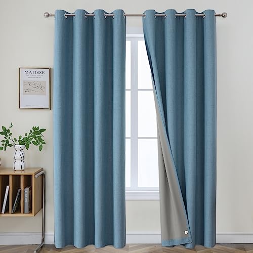 Joydeco Hellblaue Verdunkelungsvorhänge, 308 cm lang, extra lang, Verdunkelungsvorhänge für Wohnzimmer, Schlafzimmer, Leinenstruktur, Raumverdunkelungsvorhänge für Fenster mit Ösen (132 x 308 cm, Joydeco Hellblaue Verdunkelungsvorhänge, 308 cm lang, extra lang, Verdunkelungsvorhänge für Wohnzimmer, Schlafzimmer, Leinenstruktur, Raumverdunkelungsvorhänge für Fenster mit Ösen (132 x 308 cm, von Joydeco