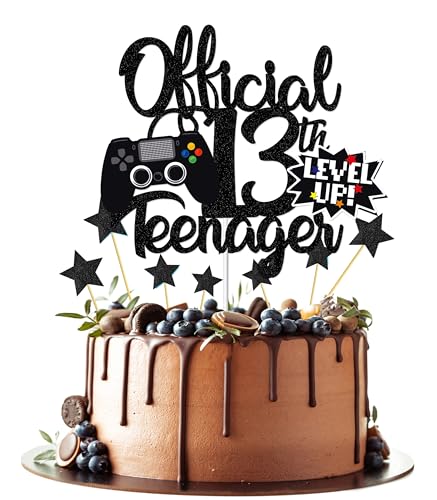 Joyeah Offizieller Tortenaufsatz zum 13. Geburtstag, glitzerndes Spiel, Kuchendekoration für Kindergeburtstag, Partyzubehör, Schwarz Joyeah Offizieller Tortenaufsatz zum 13. Geburtstag, glitzerndes Spiel, Kuchendekoration für Kindergeburtstag, Partyzubehör, Schwarz von Joyeah