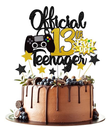 Joyeah Offizieller Tortenaufsatz zum 13. Geburtstag, glitzerndes Spiel-Thema, Kuchendekoration für Kindergeburtstag, Party, Gastgeschenke, Gold Joyeah Offizieller Tortenaufsatz zum 13. Geburtstag, glitzerndes Spiel-Thema, Kuchendekoration für Kindergeburtstag, Party, Gastgeschenke, Gold von Joyeah