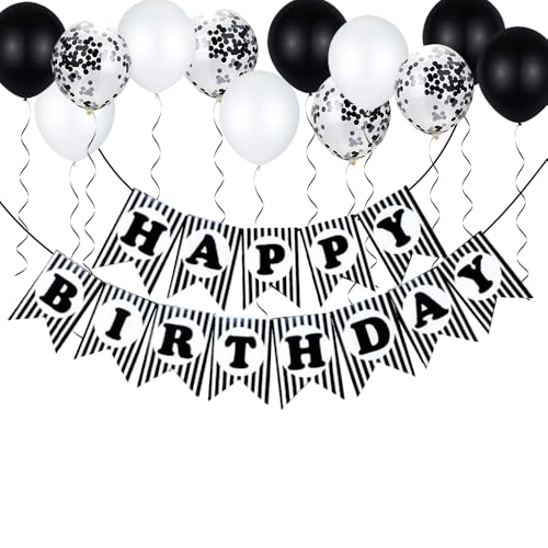 Joyeah Schwarz und Weiß Streifen Geburtstag Dekorationen für Männer Frauen, Schwarz und Weiß Party Dekorationen Jungen Mädchen mit Schwarz Happy Birthday Banner Konfetti Luftballons Party Supplies Joyeah Schwarz und Weiß Streifen Geburtstag Dekorationen für Männer Frauen, Schwarz und Weiß Party Dekorationen Jungen Mädchen mit Schwarz Happy Birthday Banner Konfetti Luftballons Party Supplies von Joyeah