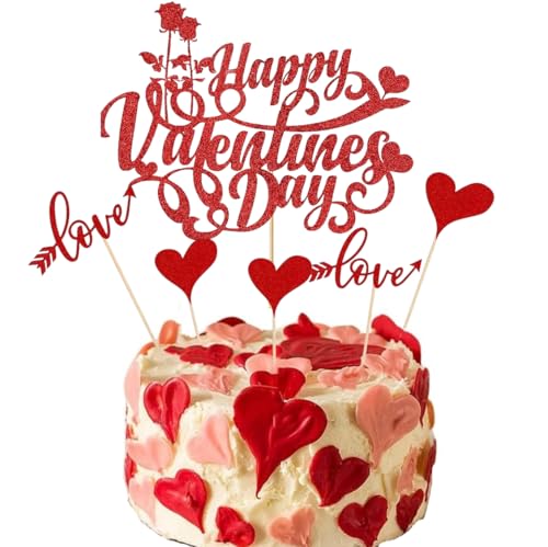 Joyeah Tortenaufsatz "Happy Valentine's Day", glitzernd, rote Herzform, Cupcake-Topper, Dekorationen für Valentinstag, Thema, Hochzeit, Verlobung, Brautparty, Geburtstagsparty, Kuchendekorationen Joyeah Tortenaufsatz "Happy Valentine's Day", glitzernd, rote Herzform, Cupcake-Topper, Dekorationen für Valentinstag, Thema, Hochzeit, Verlobung, Brautparty, Geburtstagsparty, Kuchendekorationen von Joyeah
