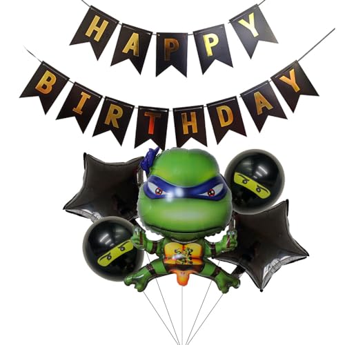 Ninja Luftballons,Turtle Thema Geburtstag Dekoration Luftballons,Ninja Balloon Teenage Schildkröten Dekoration Geburtstagsfeier Thema Ballon Dekoration,Für Kinder Party Zubehör Ninja Theme，schwarz von Joyes