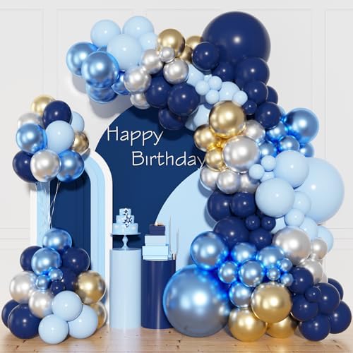 150 Stück Blau Luftballon Arch Kit Metallblauer Geburtstagsdeko Royal Blue/Silber/Goldener Luftallons für Frauen Baby Shower Hochzeit Party Taufe Verlobung Jubiläum Dekoration 150 Stück Blau Luftballon Arch Kit Metallblauer Geburtstagsdeko Royal Blue/Silber/Goldener Luftallons für Frauen Baby Shower Hochzeit Party Taufe Verlobung Jubiläum Dekoration von JoyeuVie