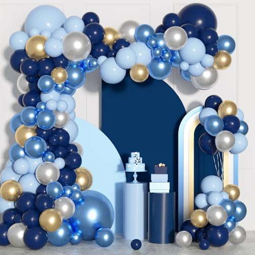 175 Stück Blau Luftballon Arch Kit Metallblauer Geburtstagsdeko Royal Blue/Silber/Goldener Luftallons für Frauen Baby Shower Hochzeit Party Taufe Verlobung Jubiläum Dekoration 175 Stück Blau Luftballon Arch Kit Metallblauer Geburtstagsdeko Royal Blue/Silber/Goldener Luftallons für Frauen Baby Shower Hochzeit Party Taufe Verlobung Jubiläum Dekoration von JoyeuVie